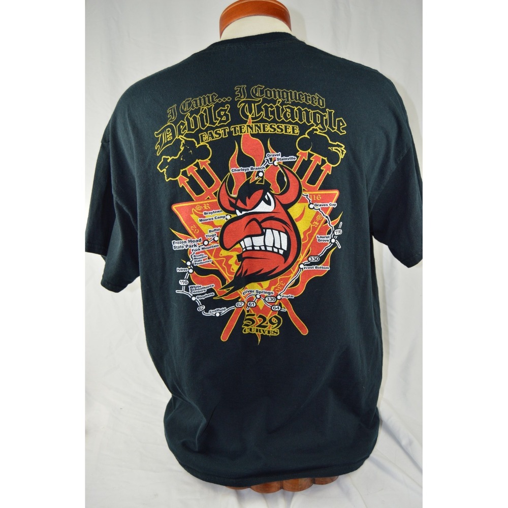 Devils Triangle East Tennessee Motorcycle Route T Shirt - Size XL